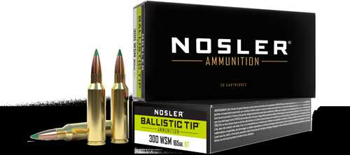 Nosler 300 Winchester Ammo 165 Grain Spitzer Ballistic Tip 20 Rounds